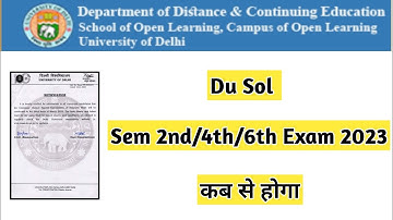 Du Sol Semester 2nd/4th/6th Exam Date 2023 | Ran2goal (DU SOL) #du #dusol #admission