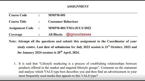 IGNOU MMPM - 001 Solved Assignment July 2023 Jan 2024 PDF | MBA | Consumer Behavior