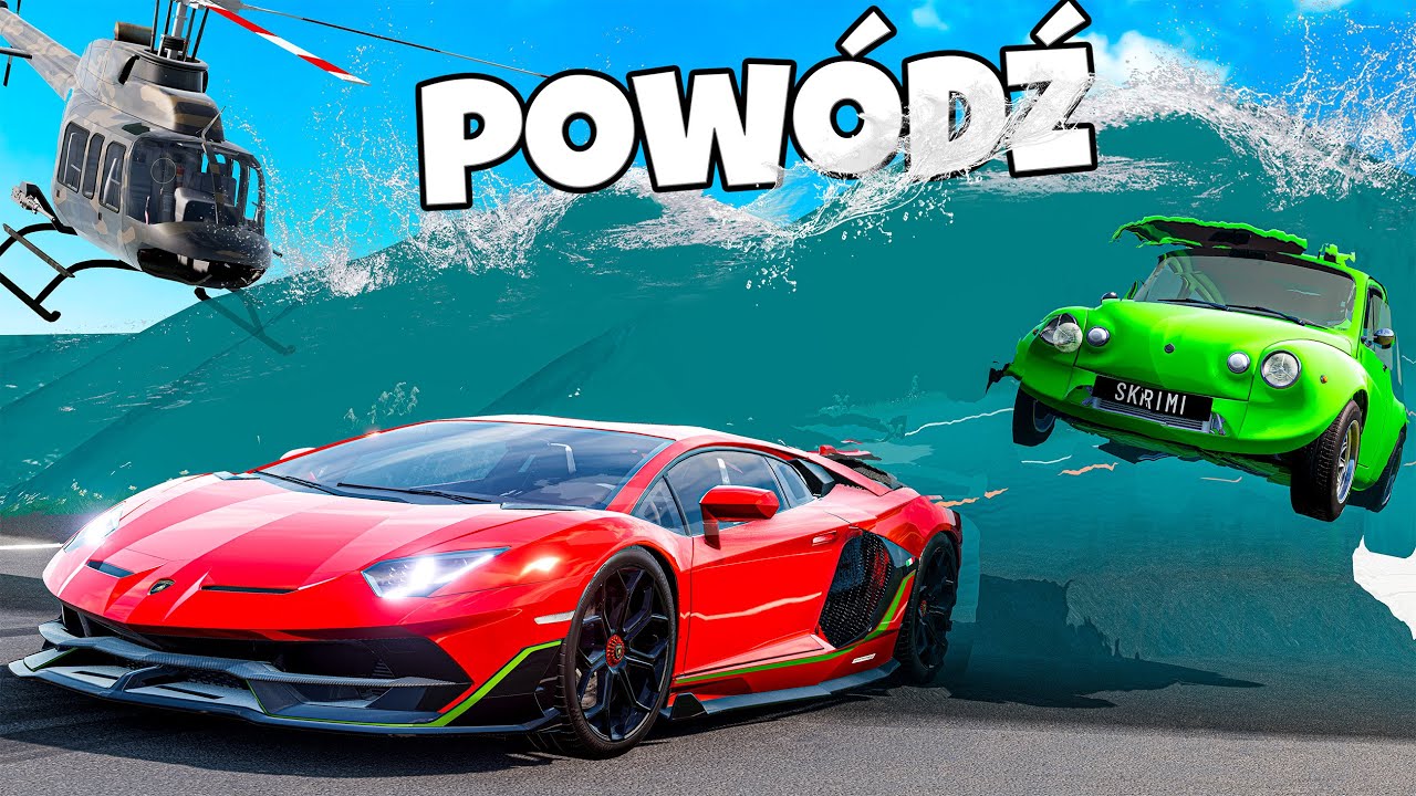 ❄️ UCIECZKA OD POWODZI OD NAJWOLNIEJSZEGO DO NAJSZYBSZEGO AUTA! | BeamNG Drive |