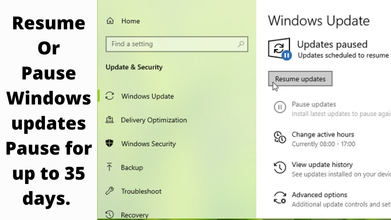 How To Pause Windows Updates For Up To 35 Days Resume Or Pause Windows Updates? YouTube