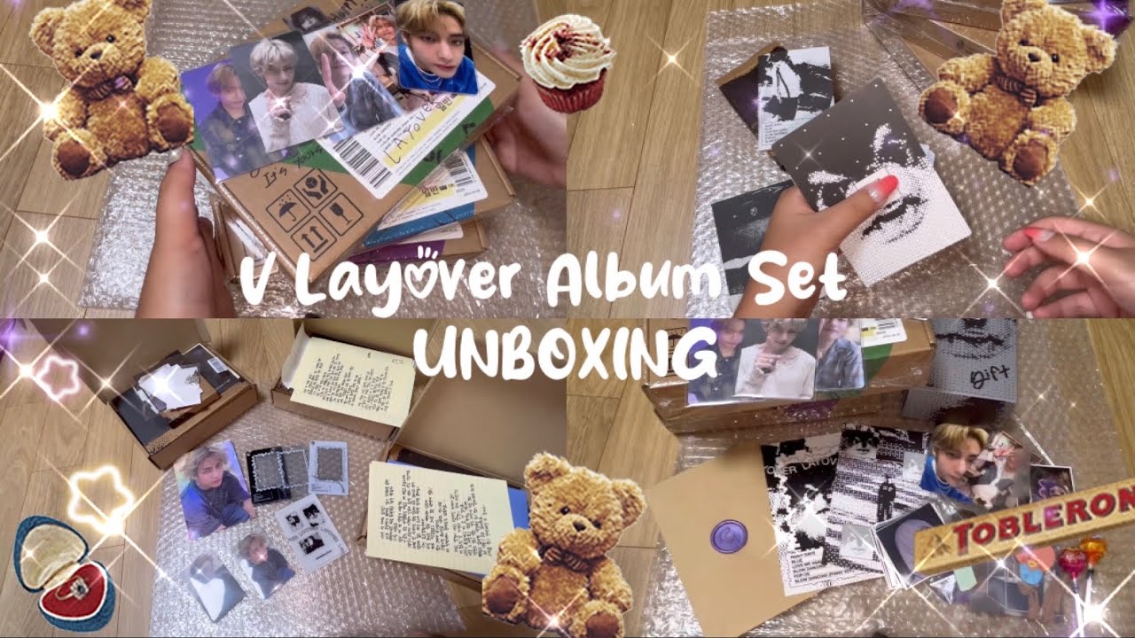 [아미로그] 뷔 레이오버 앨범 세트 언박싱 | 앨범깡 | PVC 포카 | 팬미팅 응모 | V Layover Album Set ...