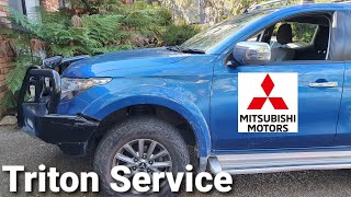 Mitsubishi Triton 2.4 turbo diesel 4n15 service oil and filter change how to step by step.