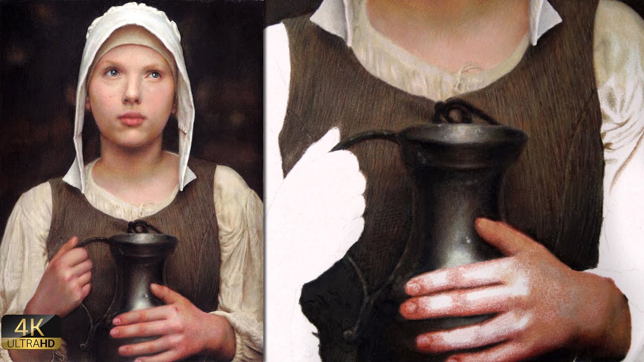 Real Time Drawing(2x speed) Girl with a Pearl Earring (Scarlett Johansson)  || Part 3