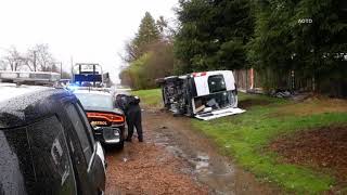 Van Rollover Due To Rainy Weather in Fair Oaks