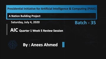 Batch 35 AIC Q1 Week 5 Review Session, by Anees Ahmed on Saturday at 06:00 PM (PST)