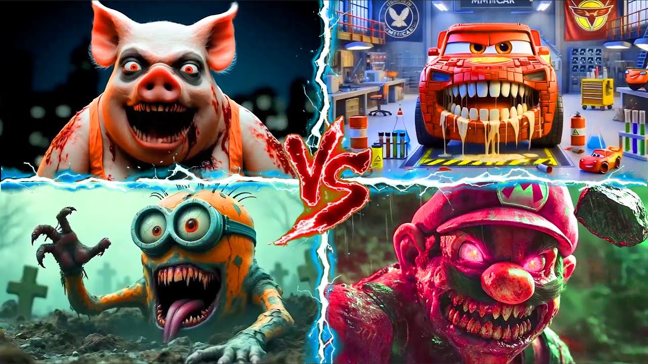 Dino Mcqueen 🆚 Peppa Pig 🆚 Mario 🆚 Minions | Monster Infected Tiles Hop Challenge