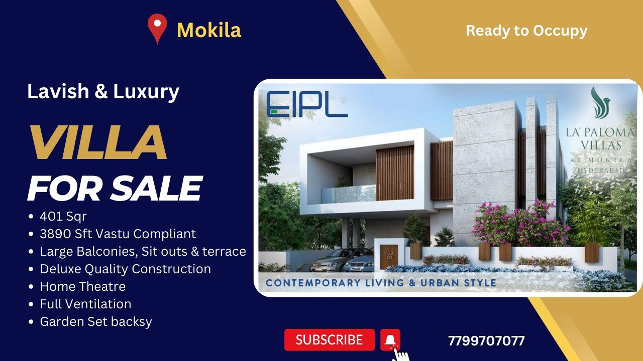 3 BHK Villa for Sale La Paloma Mokila 401 Sqr3890 Sft 4.65