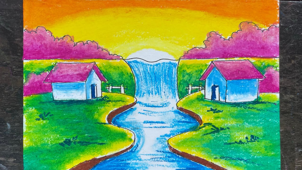 Easy Scenery Drawing || Sunset 🌅 Scenery Drawing || Art With Sahin ...