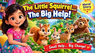 The Little Squirrel, The Big Help! 🐿️❤️ |English Moral Story for Kids | 3D Cartoon Story #moralstory