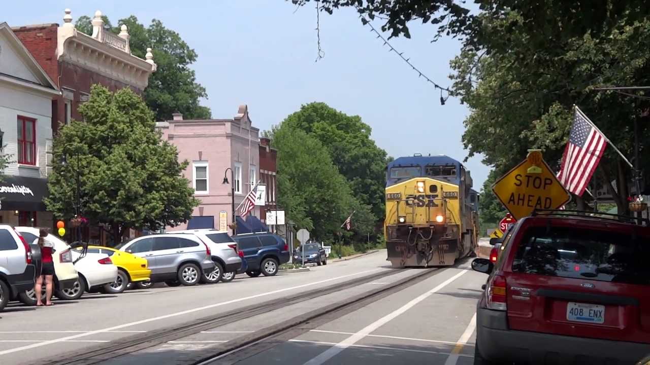 CSX train going through Main Street in La Grange KY June 2012. Captured