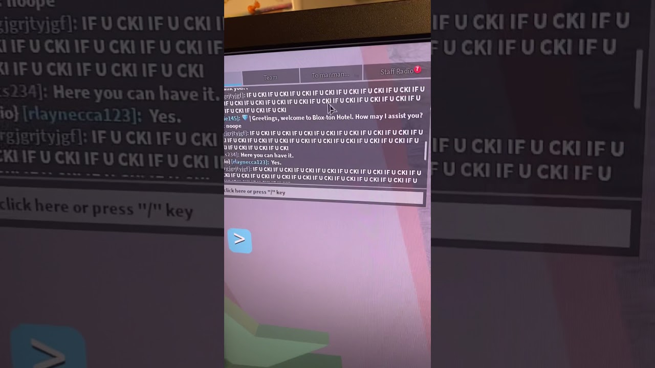 Major spam/Bypassing the chat filter report. | Bloxton Hotels.