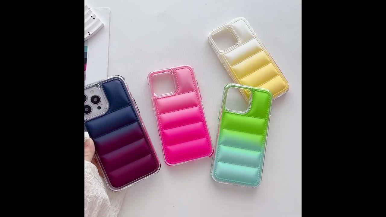 3 in 1 shockproof gradient colors down-filled garment phone case for iphone