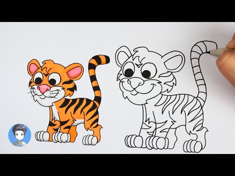 How to draw cute tiger - YouTube