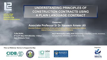 6 May 2020 - Understanding Principles of Construction Contracts Using A Plain Language Contract