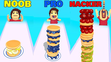 Pancake Run - NOOB vs PRO vs HACKER - All Levels Gameplay (Android, iOS)