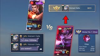 CHOOU VS TOP 1 GLOBAL + 15K MATCHES INDIAN CHOU !! WHO WIN?