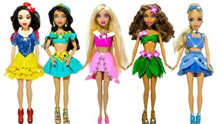 👗 DIY Barbie Doll Disney Princess Glitter Play Doh Dresses