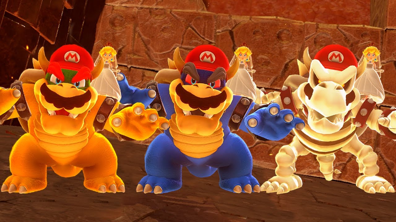 Super Mario Odyssey - Bowser VS Dark Bowser vs Dry Bowser (Comparison)