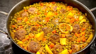 קציצות באפונה וירקות! Beef Patties with Peas & Veggies