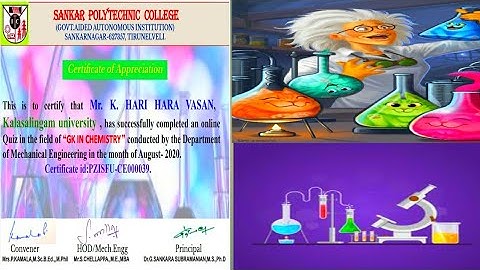 National Level E Quiz on "GK IN CHEMISTRY"