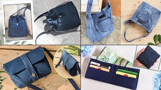 4 Old Jeans Ideas | DIY Denim Bags and Wallet | Compilation | Bag Tutorial | Upcycle Craft