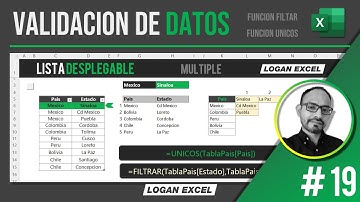 ✅ Lista Desplegable dinámica con funciones UNICOS y FILTRAR, validación de datos múltiple Excel