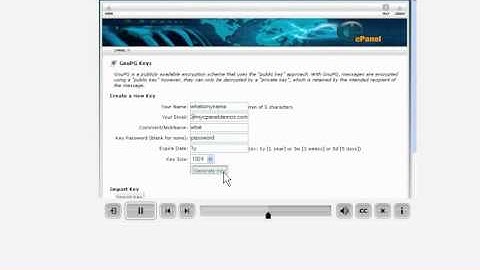 nicehost 7º tutorial cpanel - GnuPG Keys