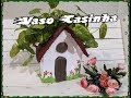 Vaso decorativo casinha de cimento ( Vase decorative cement house)