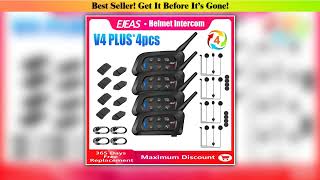 Get EJEAS 4PCS V4 Plus Motorcycle Helmet Intercom Bluetooth Headset Wireless Full Duplex Waterproof