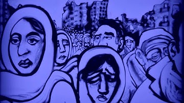 Sea of Syria, zandanimatie van Gerrie Hondius bij muziek van Aeham Ahmad