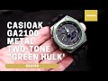 CasiOak GA2100 Metal Two-Tone &#39;Green Hulk&#39; in black rubber