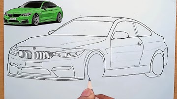 BMW Car Drawing Tutorial - Full process 🖌️