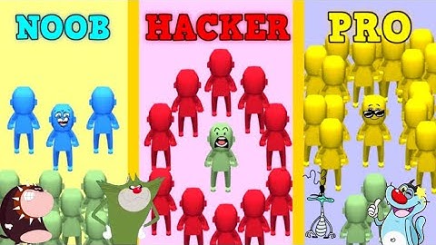 Oggy Vs Jack Team in Crowd City Part 3 Noob Vs Pro Vs Hacker Funny