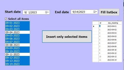Visual Basic tutorial: Add days to listbox from period then insert them to SQL database in VB. net