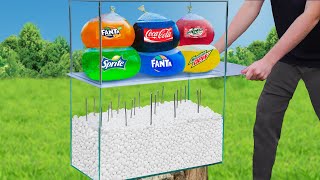 Experiment: Giant Balloons of Coca Cola & Fanta & Mirinda & Mountain Dew & Sprite VS Mentos