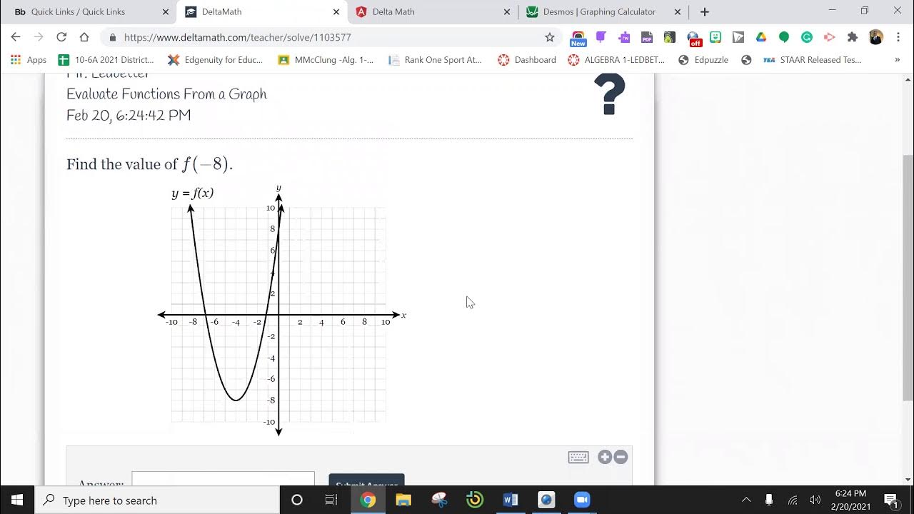 Delta Math Evaluating Function from a graph YouTube
