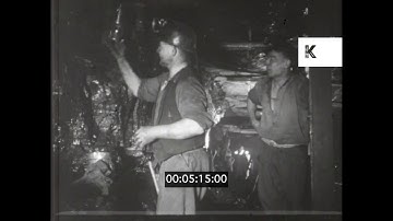1950s, 1960s UK, Coal Miners Attaching Lamps Underground, 16mm