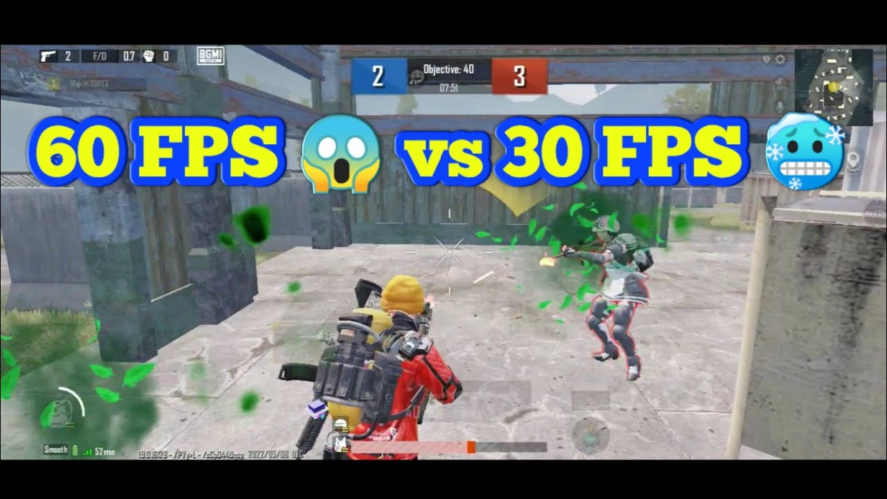 60 FPS 😱 Vs 30 FPS 🥶 Tdm gameplay bgmi - YouTube