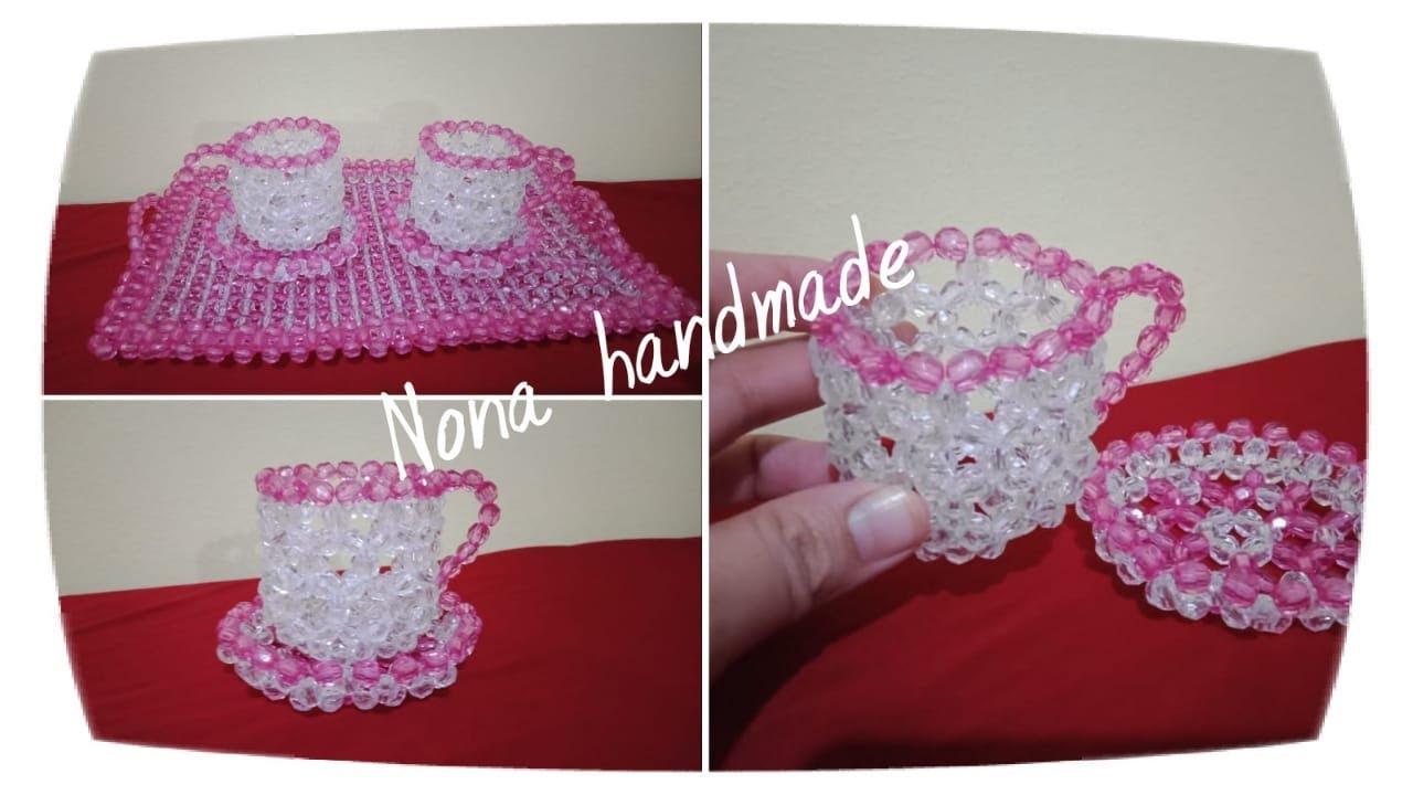 ديكورات/طريقة سهلة لعمل فنجان وطبق بالخرز للديكور وتحويل الشكل السداسى الى دائرى