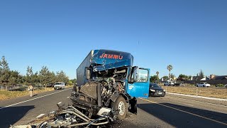 Highway 120 near Tracy blocked after big rigs crash