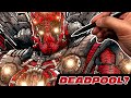 The most detailed drawing ever of deadpool drawing him in 1000min  100min  10min  1min  10 sec