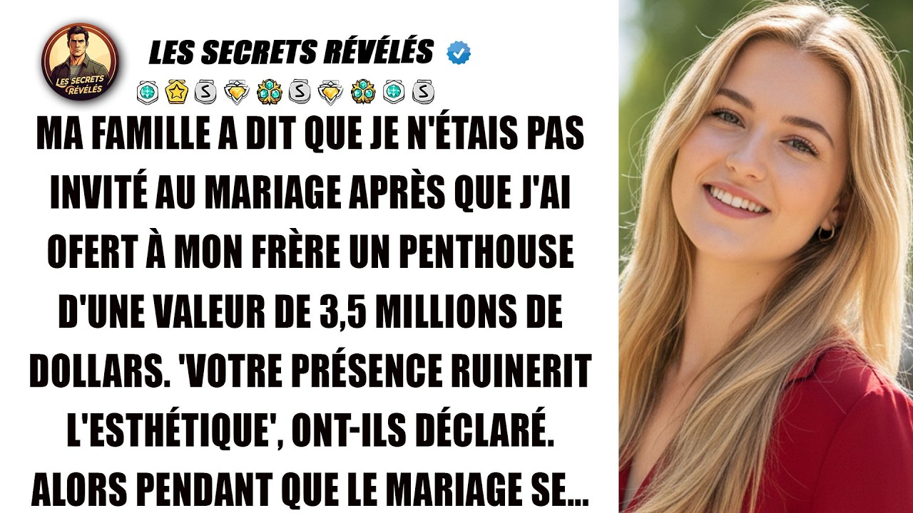 J'ai offert un penthouse à mon frère, mais ma famille m'a exclu de son mariage. Injuste !