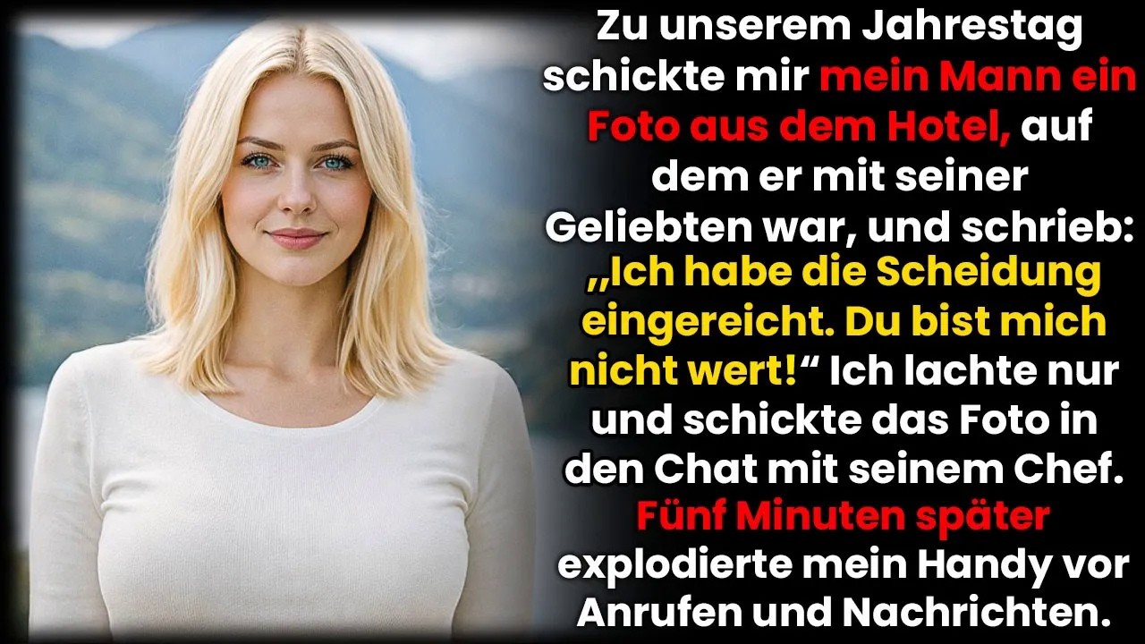 Zum Jahrestag schickte er mir ein Hotelfoto mit seiner Geliebten; „Du bist mich nicht wert!“