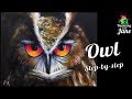 Owl - Step by Step Acrylic Painting on Canvas for Beginners