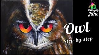 Owl  Step by Step Acrylic Painting on Canvas for Beginners