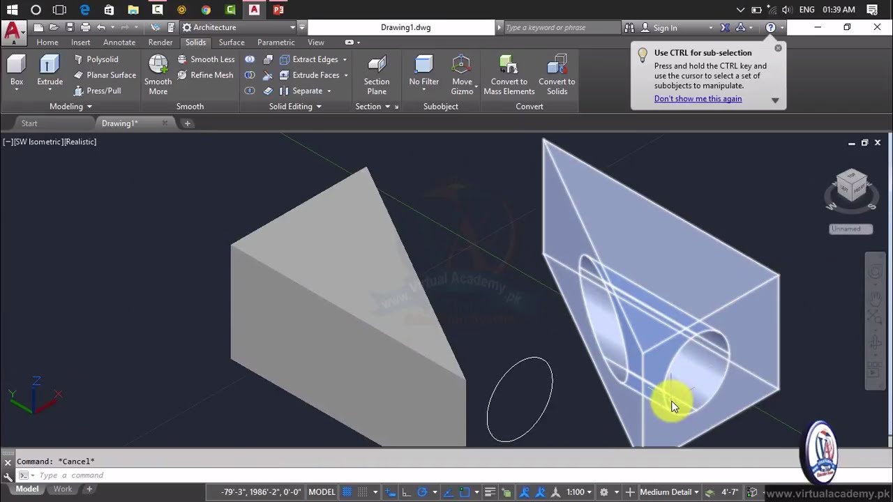 Autocad 3d Modeling Autocad 2017 Tutorial Full Interfere Slice