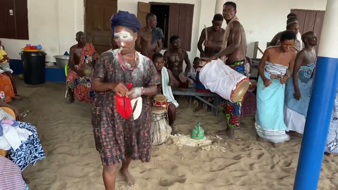 NANA TONGO AND NANA ATIGELI BREKETE DRUMMING AT THE GREAT TORGBUI AKPOTO’S SHRINE AT DZITA ANLO GH