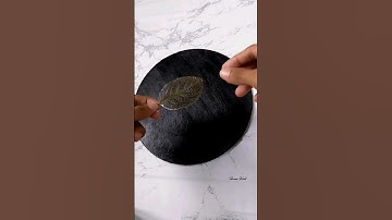 Cake board painting using leaf | DIY | Simple wall decor for beginners | Cake base reuse #shorts