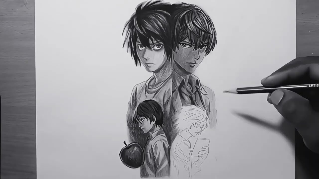 How To Draw Death Note Light Yagami And L | Anime Drawing 