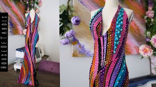 How To Sew A Rhinestone Bias Cut High Low Mermaid Gown | 1/2 Scale Tutorial